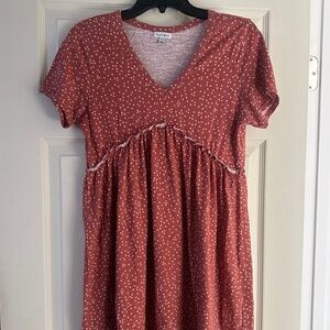 Redish pink polka dot dress